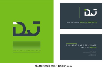Letters D J, D & J joint logo icon with business card vector template.
