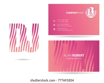 Letters D J Logo icon with Business Card Template Vector.