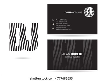 Letters D J Logo icon with Business Card Template Vector.