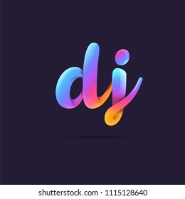 Letters D J logo, multi colour letters icon vector template.