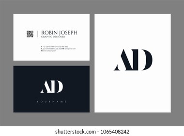 Letters A D, A & D joint logo icon with business card vector template.
