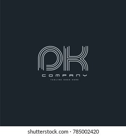 Letters D & K joint logo icon. Stroke letter vector element.
