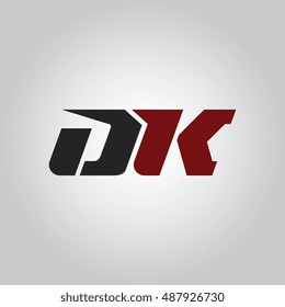 The letters D and K logo automotive black and red colored