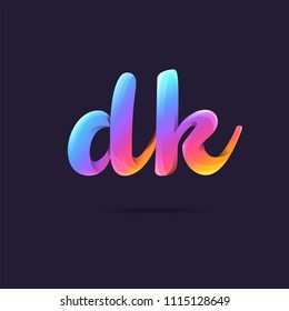 Letters D K logo, multi colour letters icon vector template.