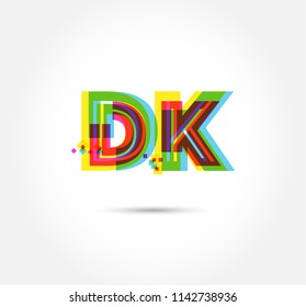 Letters D K logo, multi colour letters icon vector template.
