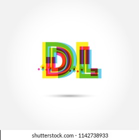 Letters D L logo, multi colour letters icon vector template.
