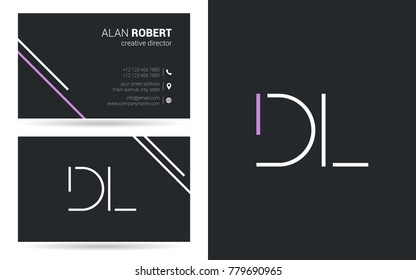Letters D L Stroke Logo icon with Business Card Template Vector.