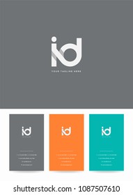 Letters I D logo, emblem or icon with business card vector template.