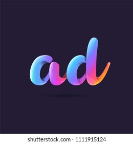Letters A D, A & D logo, multi colour letters icon vector template.