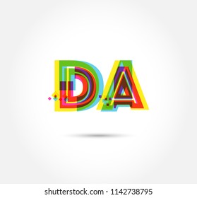 Letters D A logo, multi colour letters icon vector template.
