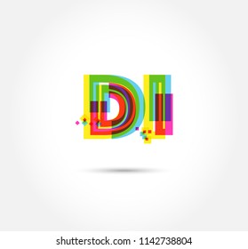 Letters D I logo, multi colour letters icon vector template.

