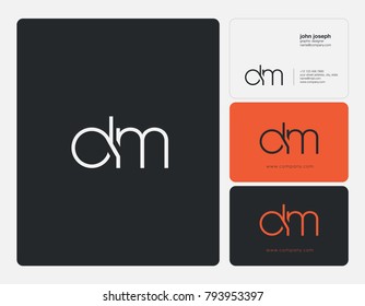 Letters D M, D&M joint logo icon with business card vector template.