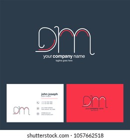 Letters D & M joint logo icon with business card vector template.