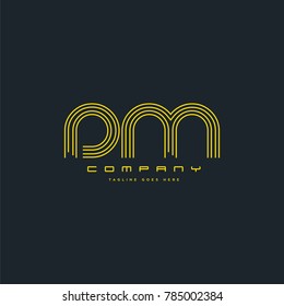 Letters D & M joint logo icon. Stroke letter vector element.
