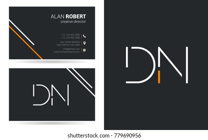 Letters D N Stroke Logo icon with Business Card Template Vector.