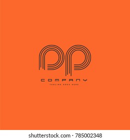 Letters D & P joint logo icon. Stroke letter vector element.
