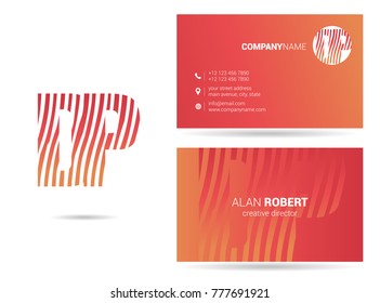 Letters D P Logo icon with Business Card Template Vector.