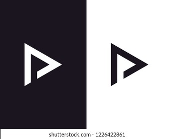 Logo de las letras D y P, estilo de espacio negativo. Símbolo monocromo mínimo. Diseño universal elegante de señalización vectorial. Símbolo de alfabeto gráfico para identidad corporativa