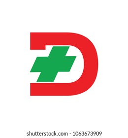 letters d with plus symbol logo vector