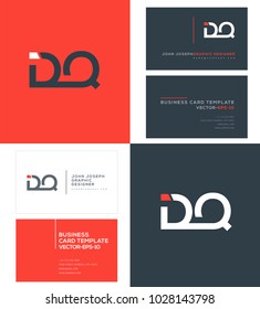Letters D Q, D & Q joint logo icon with business card vector template.

