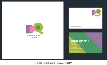Letters D Q  Joint logo icon with business card vector template.