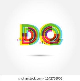 Letters D Q logo, multi colour letters icon vector template.
