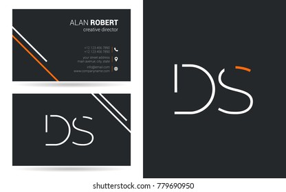 Letters D S Stroke Logo icon with Business Card Template Vector.