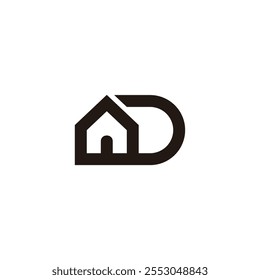 Letras D Simple Home Líneas geométricas Logo Vector 