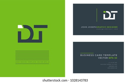 Letters D T, D & T joint logo icon with business card vector template.

