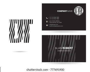 Letters D T Logo icon with Business Card Template Vector.