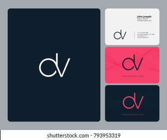 Letters D V, D&V joint logo icon with business card vector template.