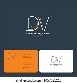Letters D & V joint logo icon with business card vector template.

