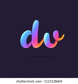 Letters D V logo, multi colour letters icon vector template.