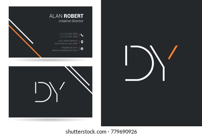 Letters D Y Stroke Logo icon with Business Card Template Vector.