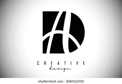 Letters DA Logo with a minimalist design. Letters D and A with geometric and handwritten typography. Creative Vector Illustration.