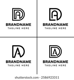 Letters DA Monogram Logo Set, suitable for any brand with AD or DA initials