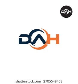 Letras Logotipo de DAH Iniciales Acrónimo