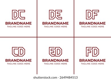 Letras DC CD DE ED DF FD Monograma Conjunto de logotipos, adequado para qualquer empresa