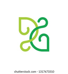 letters dd linked curves line loop design logo