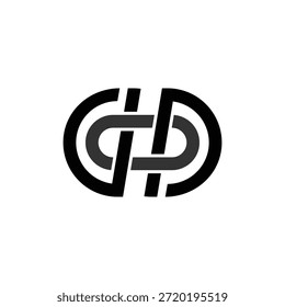 Letters DD or S Linear Hashtag Knot Monogram with white background.