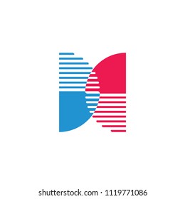 letters dd stripes linked design logo vector