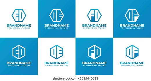 Letters DE ED DF FD Hexagon Logo Set, suitable for business with DE ED DF FD initials