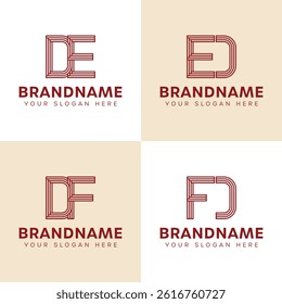 Letters DE ED DF FD Monogram Logo Set, for business with DE ED DF FD initials