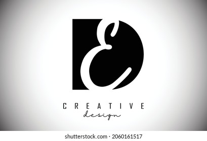 Letters DE Logo with a minimalist design. Letters D and E with geometric and handwritten typography. Creative Vector Illustration.