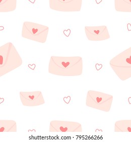 Letters with declarations of love flying. A pattern of Valentines. Vector illustration.