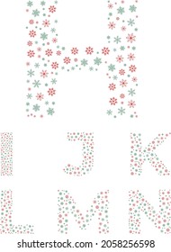 Letters decorated with Christmas icons. English alphabet Letter. christmas ornaments. A, B, C, D, E, F,G,H,I,J,K,L,M,N,O,P,Q,R,S,T,U,V,W,X,Y,Z Icon Letter Design