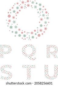 Letters decorated with Christmas icons. English alphabet Letter. christmas ornaments. A, B, C, D, E, F,G,H,I,J,K,L,M,N,O,P,Q,R,S,T,U,V,W,X,Y,Z Icon Letter Design