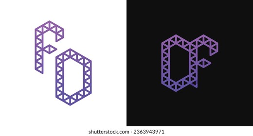Letters DF and FD Polygon Logo Set, suitable for business related to polygon with DF and FD initials.