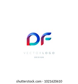 Letters DF, D&F logo, multi colour letters icon vector template.

