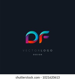 Letters DF, D&F logo, multi colour letters icon vector template.

